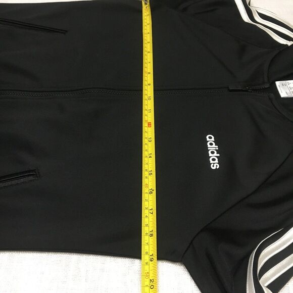 Adidas Zip Up Track Jacket Women M Black Warm Up 3-Stripes Track Gym Y2K Retro - Picture 12 of 14